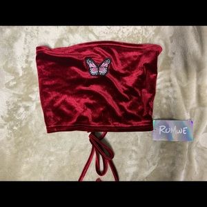 Romwe red velvet crop